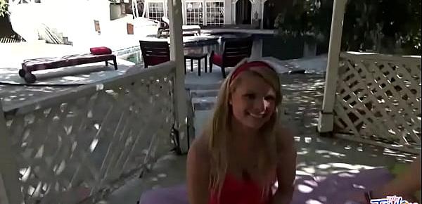 Little Taylor is playing with her brunette friend outdoors as lesbiasn